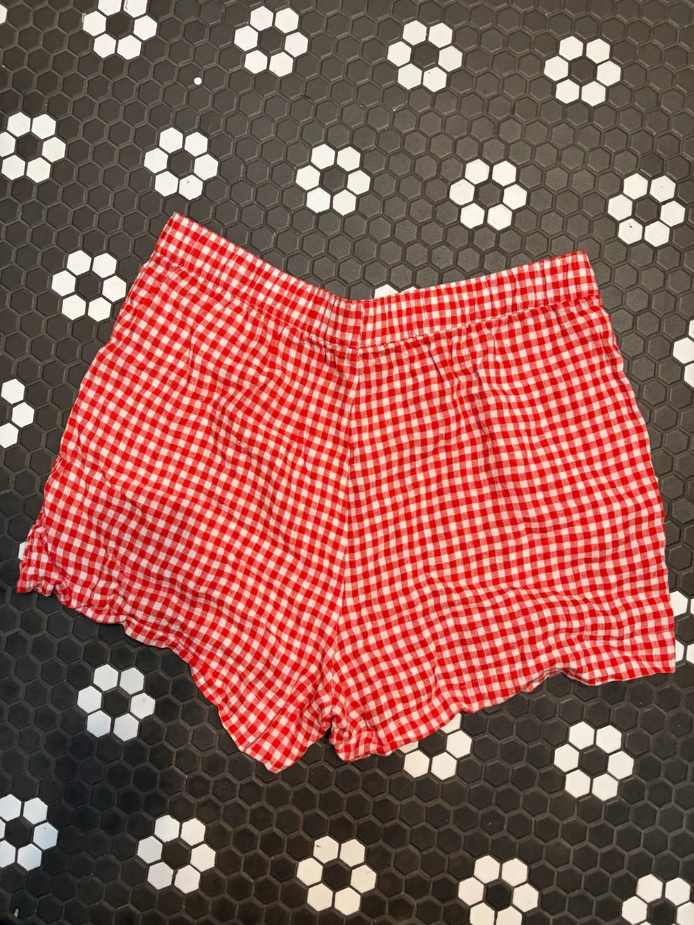 C&C California 100% Linen Shorts XL Red & White Gingham Elastic Waist pockets - Picture 4 of 6